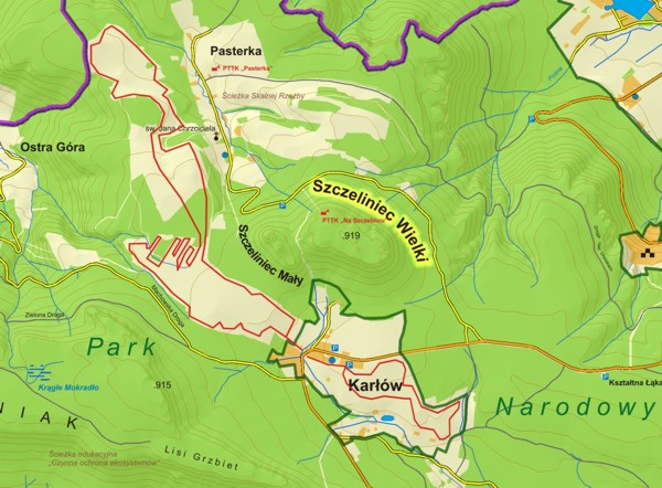 mapa tras narciarskich