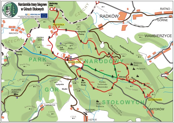 mapa tras narciarskich