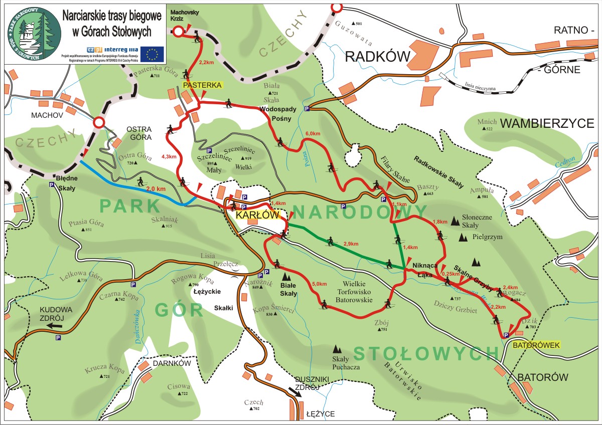 mapa tras narciarskich