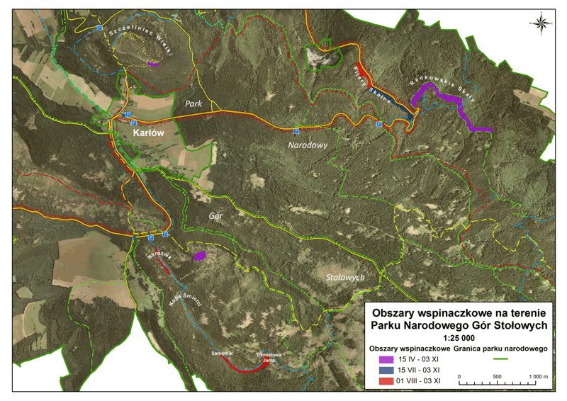 mapa obszarów wspinaczkowych